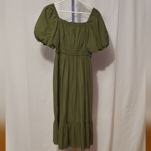 Dizzy Lizzy Green Puff Shoulders Dress